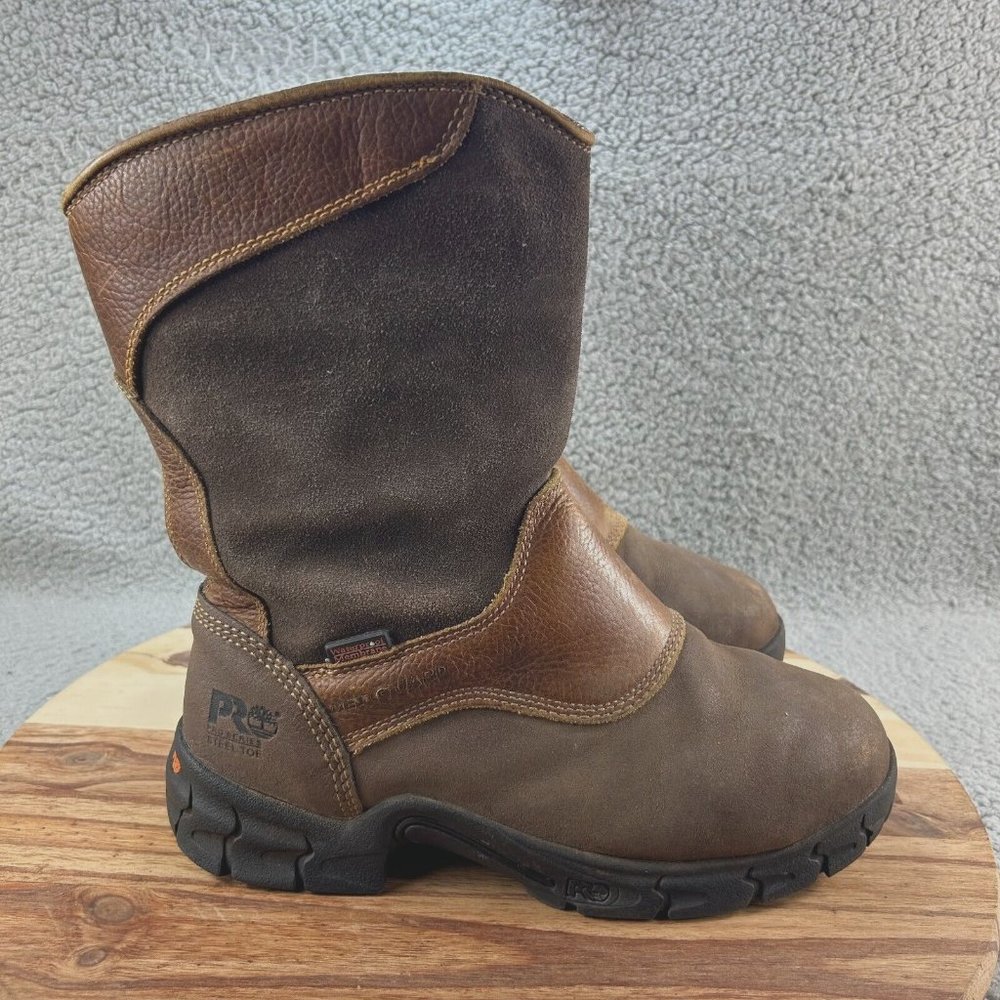 Timberland Pro Excave Met Guard Steel Toe Pull On Boots Men's 8M Brown Leather